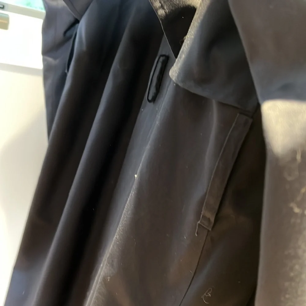 Burberrys Sz 10 Vintage Burberry Dark Navy Trench Coat with Wool Zipout Lining - Picture 7 of 16